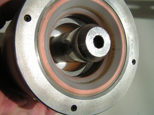 Custom eddy current test probe used to verify heat treat processing of wheel bearing